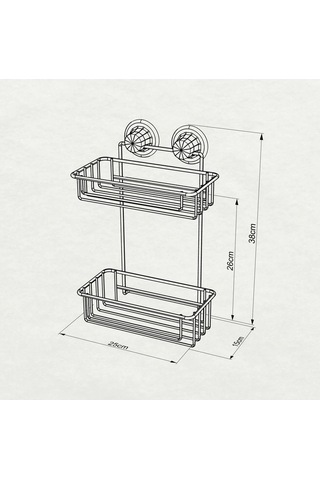Vakumlu Banyo Duvar Rafı Şampuanlık 2 Katlı Siyah Siyah
