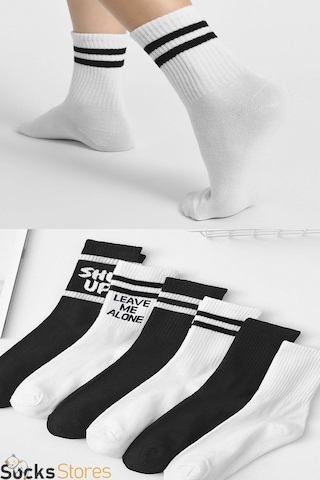 Esinti Tenis Desenli Unisex Soket Çorap 6 Adet Beyaz - Siyah