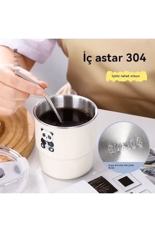 Aurora 304 Merdivençelikdizginden Yapılmışkah Ve Bardağı, Açık Kapak, Kalem Ve Su Bardağı Beyaz