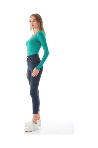 Penyebizden Kadın Viskon Dekolte Yaka Çıtçıtlı Zıbın Body-okyanus Yeşili Çimen Yeşili