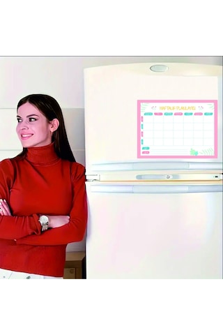 Haftalık Diyet Magnet Planlayıcı Kalem Hediyeli 1 Adet 33x24 Cm Haftalık Magnet Planlayıcı Çok Renkli