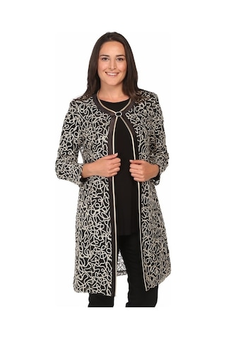 Ladies First Büyük Beden 2932 Siyah-Altın Ceket+Bady Ikili Takım