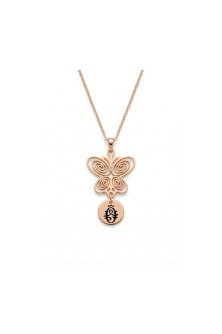 Füsun Model Nostaljik Gümüş Kolye - Rose Rose Gold