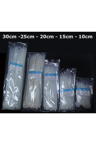20Cm Kablo Bağı Cırt Kelepçe Kablo Toplama 100 Lü Paket Beyaz