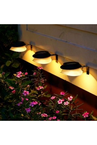 Cbtx Bahçe Aydınlatma Yumruksuz Uçan Daire Güneş Lambası Açık Bahçe Dekorasyon Duvar Lambası Siyah Kabuk Sarı Sıcak Işık