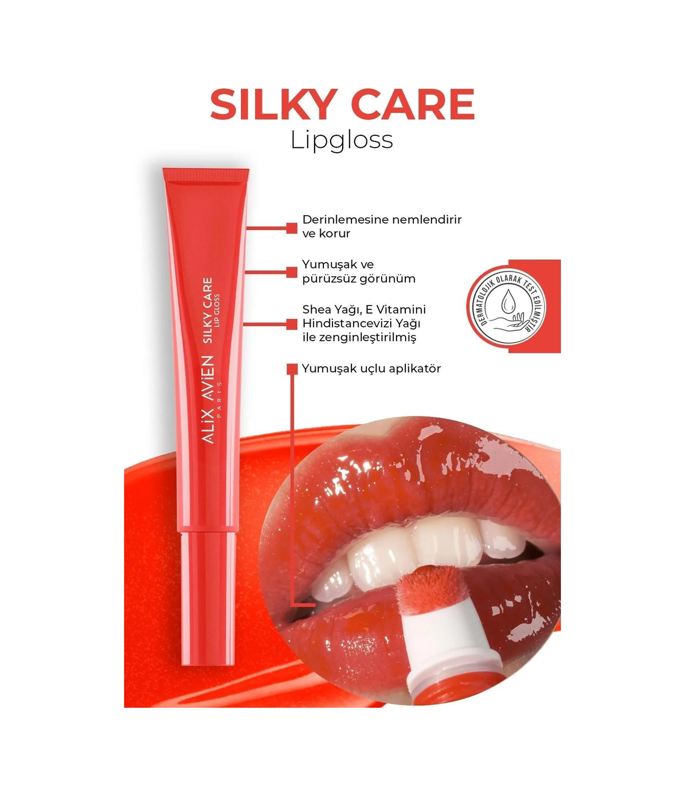 Alix Avien Koruyucu Dolgunlaştırıcı Nemlendirici Kırmızı Dudak Parlatıcısı Silky Care Kılıf Ve Lipgloss Set