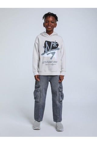 Jack Lions Erkek Çocuk Desenli Şardonlu 3 İplik Sweatshirt-14259 Gri