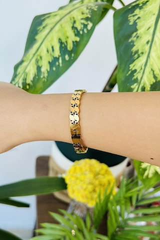 Allmisse Altın Kaplama 316l Kalite Arpa Desenli Model Kararmaz Çelik Kelepçe Bileklik - Altın