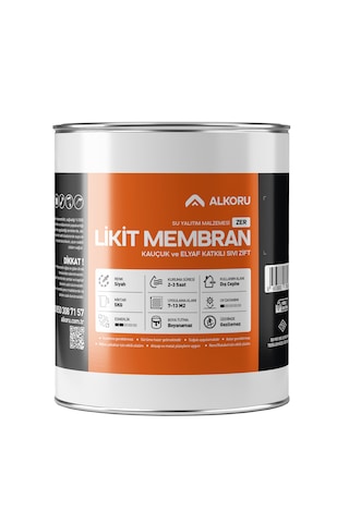 Alkoru 5 Kg Zer Sıvı Zift Likit Membran Kauçuk Ve Elyaf Katkılı Su Yalıtım Malzemesi