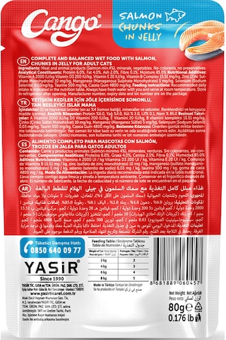 Cango Yaş Yetişkin Kedi Maması Somonlu 80 Gr