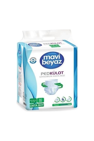 Mavi Beyaz Ped Külot Hasta Bezi Orta Boy M 120 Adet