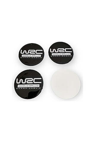 WRC LOGOLU 56 MM JANT GÖBEK STICKER (SİYAH-BEYAZ)