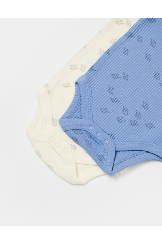 Organik Modal Fil Baskılı 2 Li Kısa Kollu Badi 001