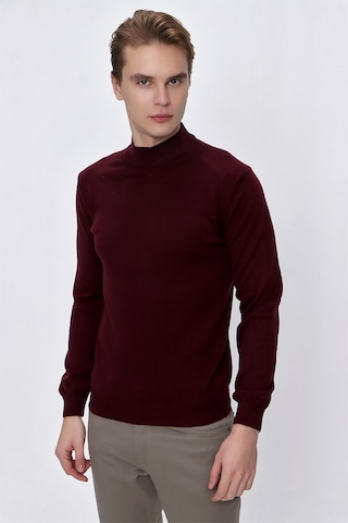 Morven Basic Dinamik Fit Rahat Kesim Yarım Balıkçı Yaka Triko Kazak 99kc017002752 Koyu Bordo