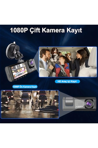 1080p 3 Kameralı Araç İçi Yol Güvenlik Kamerası