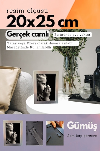 20mm Çerçeve Camlı 20x25 Cm Fotoğraf Resim Çerçevesi Ayaklı Veya Duvara Asma Yatay-dikey 18788589