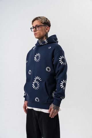 Respire Erkek Upload Baskılı Kapüşonlu Oversize Hoodie Lacivert