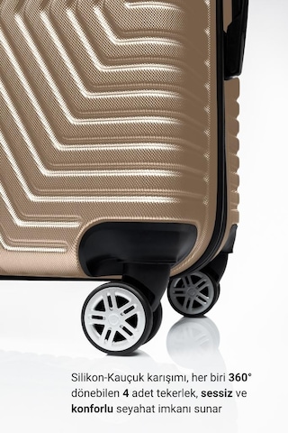 G&d Polo Suitcase Abs 3'lü Gold Lüx Valiz Seyahat Seti 600.06-set Altın