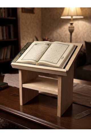 Nest Woodtr Doğal Ahşap Rahle Kur An-ı Kerim Okuma Standı Masaüstü Kitap Sehpası Dekoratif Ahşap Rahle
