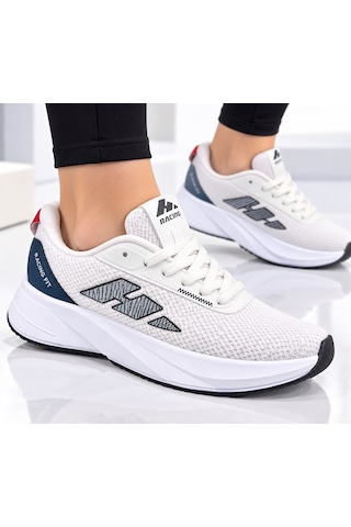 Papucumun Dünyası Nefes Alan Kumaş Yapılı Hafif Konforlu Unisex Sneaker Beyaz - Lacivert