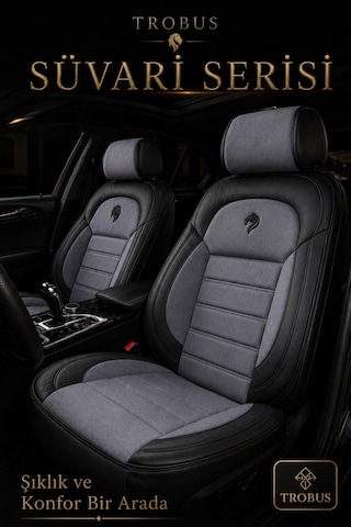 Ford Connect 2004-2010 Uyumlu Süvari Serisi 2+1 Ticari Tay Tüyü Füme Siyah Koltuk Kılıfı