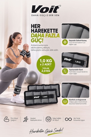 1 KG x 2 Adet Ayarlanabilir El ve Ayak Bilek Ağırlığı, Cırt Cırtlı Fitness ve Egzersiz Ağırlık Seti