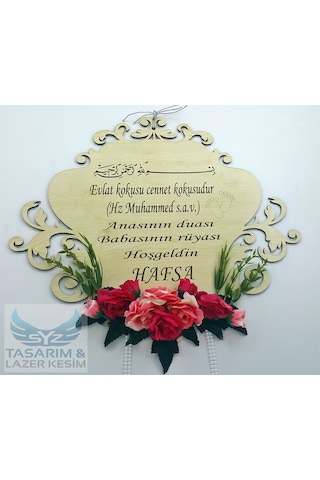 Syztasarim Ahşap Bebek Odası Kapı Süsü