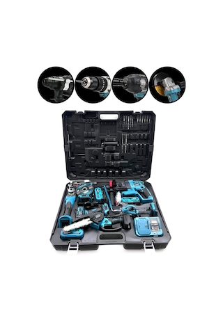 Hmngoakkllby 6pcs Usta Elektrikli Alet Seti Şarjlı 21v Spral Taşlama - Hilti - Bağ Makas - Somun Sökme - Darbeli Vid