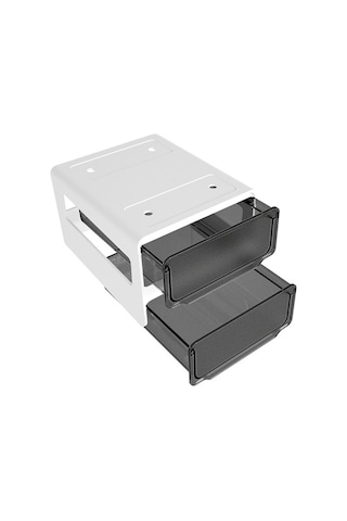 Tenfowee Masa Altı Gizli Çekmeceli Organizasyon Kutusu - Çift Katlı, Deliksiz, Siyah, Kompakt Tasarım Siyah