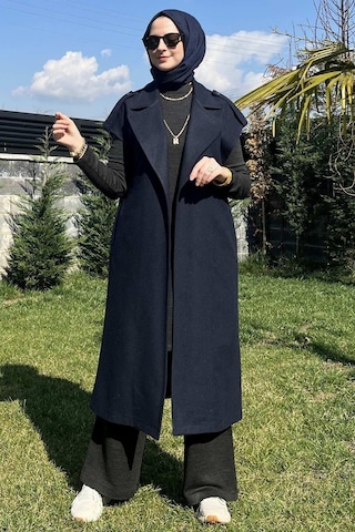 Rabia Şamlı Apoletli Lacivert Yelek Normal