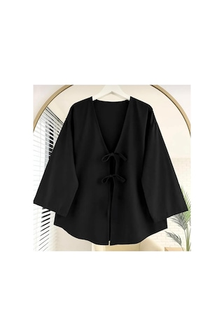 Unika Boutique Önü Bağlamalı Kimono Siyah