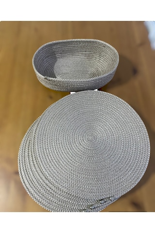 Kordon İpten 6lı Supla Takımı Ve Ekmeklik Gri