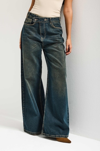 Itsbasic Kadın Koyu Tint Renk Mega Baggy Fit Bol Kesim Denim Jean Koyutint