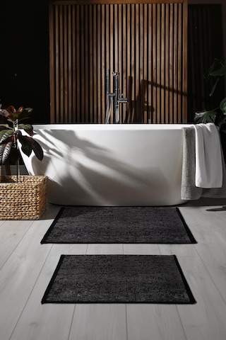 Rothi Pamuklu Kaymaz Taban Antrasit 2'li Banyo Paspas Seti 60x100 60x50 Yıkanabilir Modern Şönil