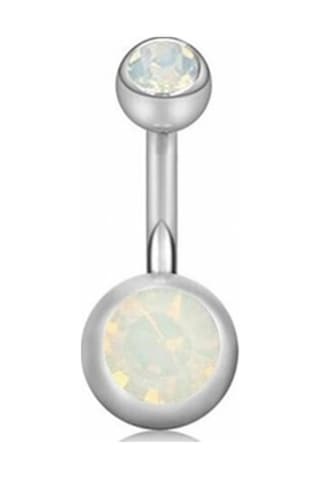 Buz Renk Taşlı Muz Göbek Çelik Piercing P464