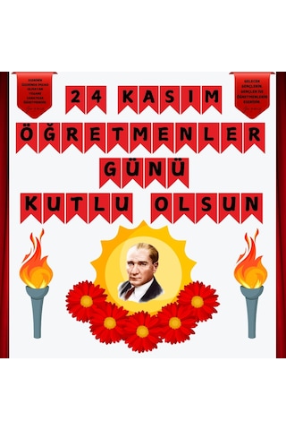 24 Kasım Öğretmenler Günü Pano Süsü Çiçekli