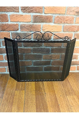 Ferforje Desenli Şömine Önü Kanatlı Siperlik . Ferforjeli Siperli