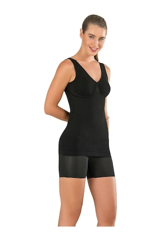 Sauna Suit Saunabel Göğüs Göbek 2 Beden Ince Görünüm Toparlayıcı Örme Dikişsiz Ipeksi Kadınsiyahtlet Korse Siyah