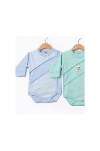 Kardeşler Baby 3'lü Kendinden Eldivenli Çıtçıtlı Body Mavi