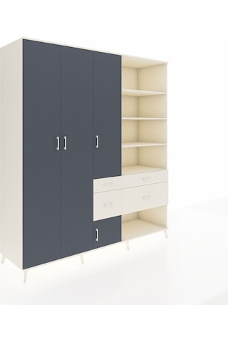 Kronos Dolap 14 Raflı 4 Çekmeceli 4 Kapaklı 220x59x243 Aytaşı-antrasit/aytaşı Antrasıt/aytası