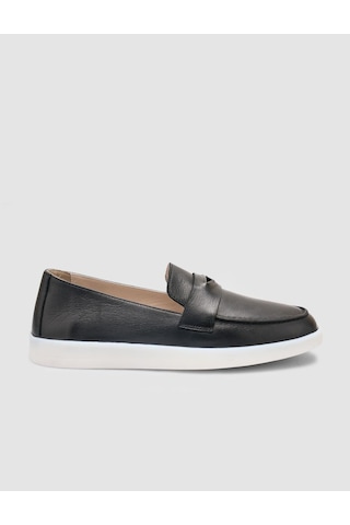 Cabani %100 Hakiki Deri Siyah Kadın Loafer Siyah