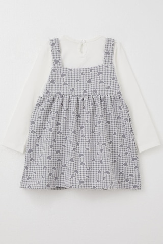 Breeze Kız Çocuk Uzun Kollu Elbise Kalp & Kazayağı Desenli 1.5-5 Yaş, Buz Mavisi Buz Mavisi