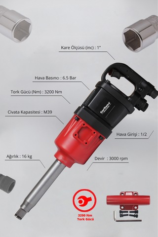Gaptools Havalı Somun Sökme Uzun Tip
