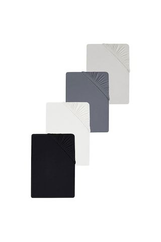 4 Adet Düz Pamuklu Tek Kişilik 80 X 200 X 30 Cm Lastikli Penye Çarşaf Siyah-antrasit