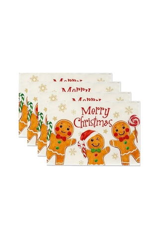 4 Adet Noel Ağaçları Kar Pembe Noel Amerikan Servisleri Kış Masa Örtüleri P Beyaz-sarı Beyaz - Sarı