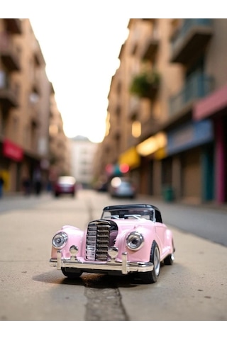 Nostaljik Klasik Çek Bırak Pembe Metal Araba Koleksiyonluk Metal Model Diğer