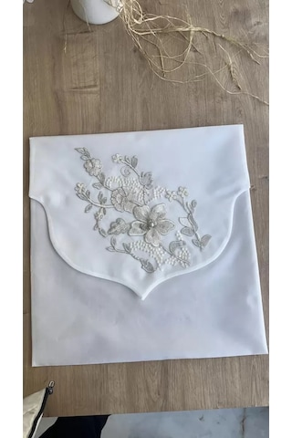 Fransız Güpürlü Zarf Bohça Nişan Bohçası Söz Bohçası 3 Boyutlu Tekli Bohça 50x50 Cm Çok Renkli