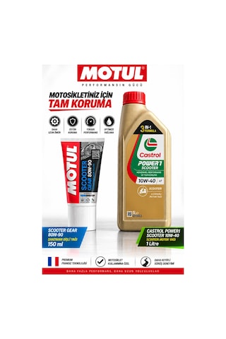 Castrol Power1 Scooter 10w-40 4t 1l + Scooter Gear 80w-90 Bakım Seti
