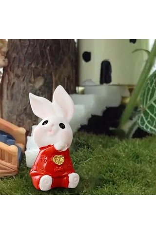 Lijinxu Karikatür Tavşan Heykeli Hayvan Modeli Masa Süs Ofis Ev
