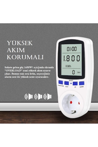 Dijital Wattmetre Enerji Sarfiyat Ölçer Tüketim Ölçer 220V Priz